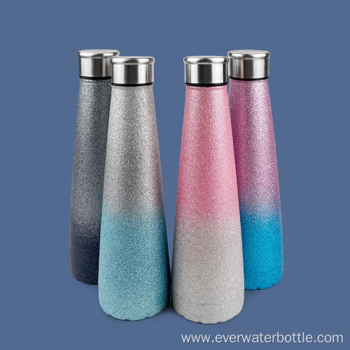 500ml Stainless Glitter Printing Cone Vacuum Water Bottle